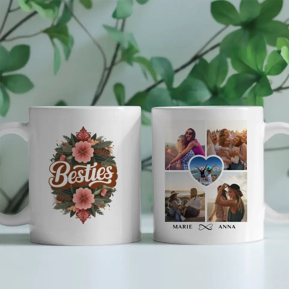 Tasse Beste Freundin personalisiert Besties mit 5 Fotos