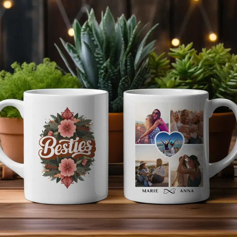 Tasse Beste Freundin personalisiert Besties mit 5 Fotos