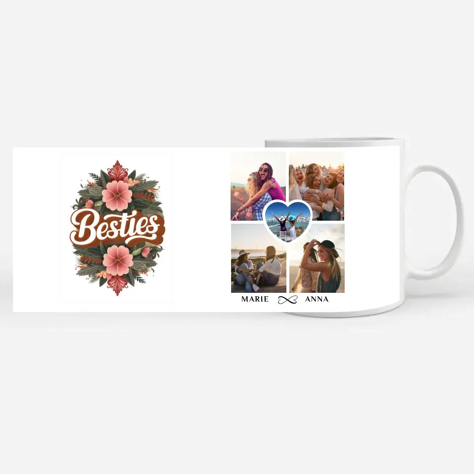 Tasse Beste Freundin personalisiert Besties mit 5 Fotos