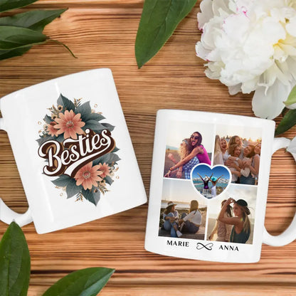 Personalisierte Tasse Besties für Beste Freundin mit 5 Fotos