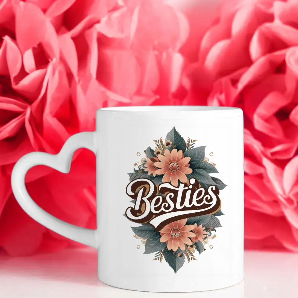 Personalisierte Tasse Besties für Beste Freundin mit 5 Fotos