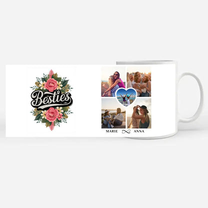 Personalisierte Tasse für Beste Freundin Besties mit 5 Fotos