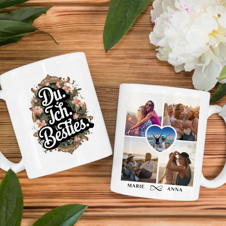 Tasse Beste Freundin Du Ich Besties personalisiert mit 5 Fotos