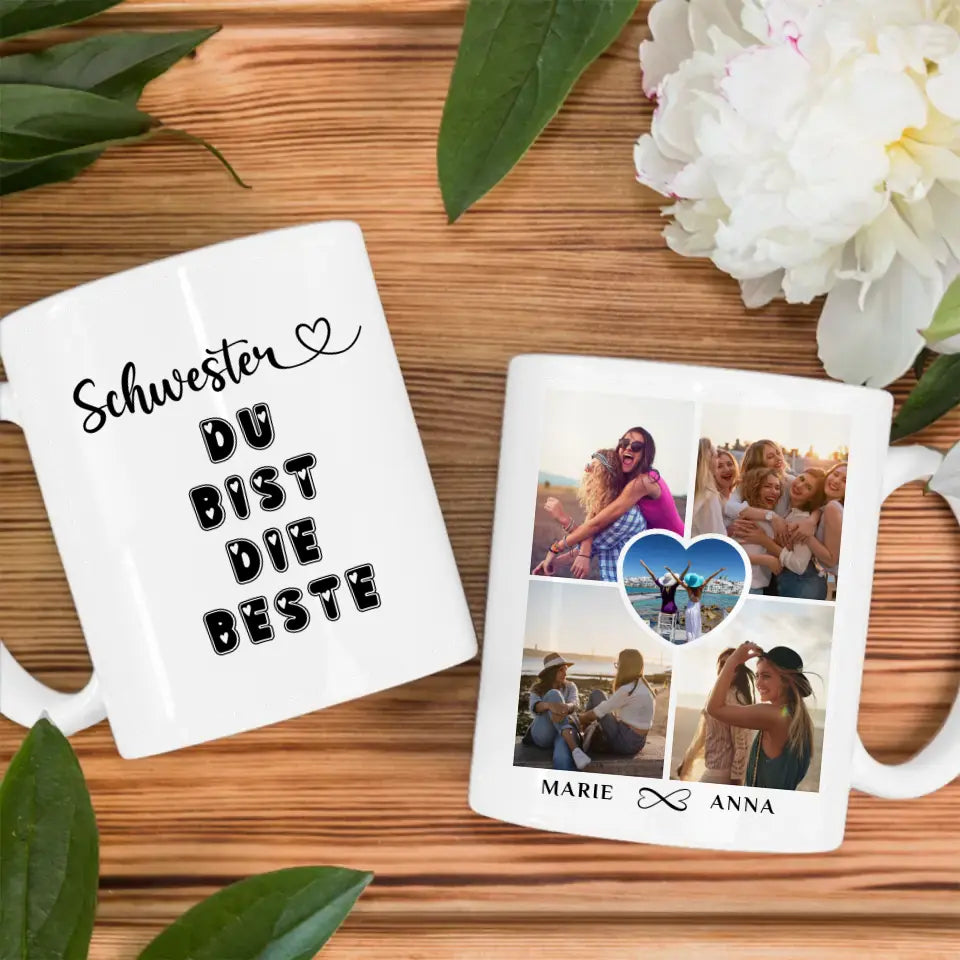 Tasse für Schwester Schwester Du bist die Beste Personalisiert