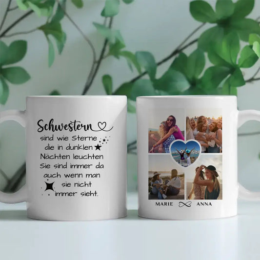 Tasse für Schwester personalisiert Sind wie Sterne Personalisiert