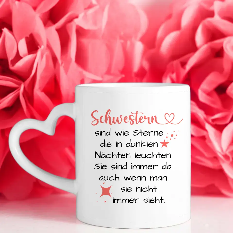 Tasse für Schwester Sind wie Sterne mit 5 Fotos