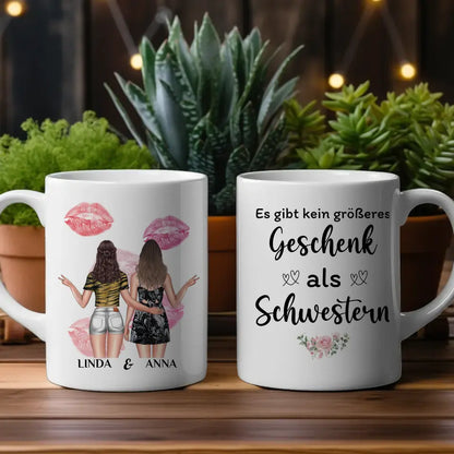 Tasse für Schwester Kein größeres Geschenk Personalisiert mit Figuren