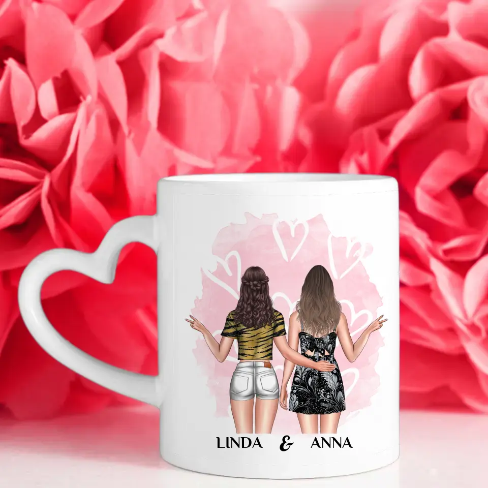 Tasse für Schwester personalisiert Unsere Momente mit Figuren