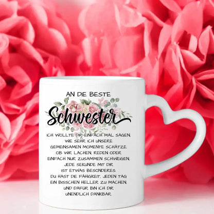 Tasse für Schwester personalisiert Unsere Momente mit Figuren