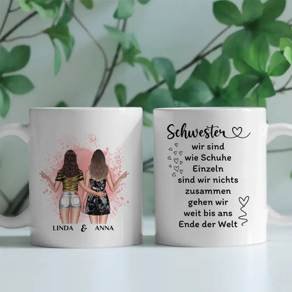 Tasse für Schwester personalisiert Schwestern sind wie Schuhe mit Figuren