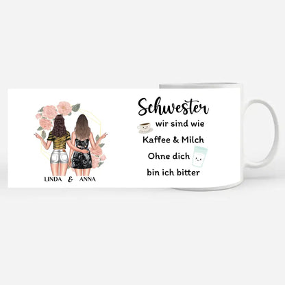 Tasse für Schwester Wie Kaffe & Milch mit Figuren