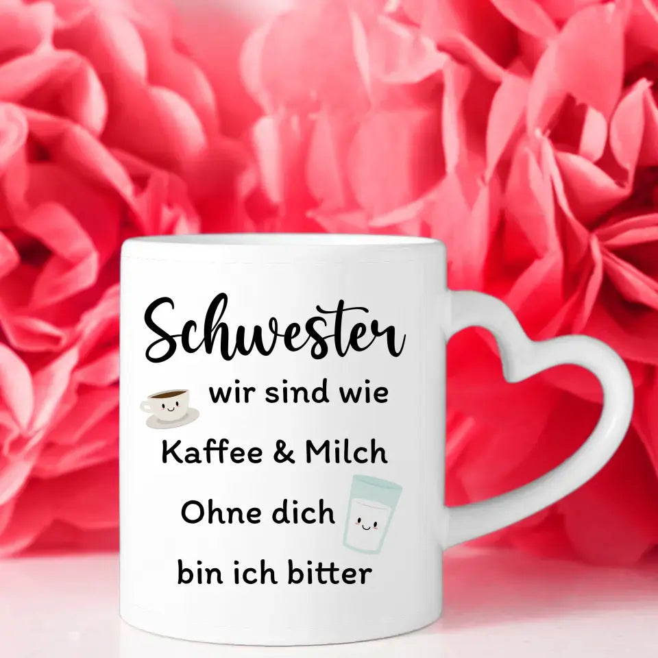 Tasse für Schwester Wie Kaffe & Milch mit Figuren