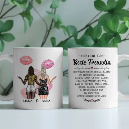 Personalisierte Tasse für Beste Freundin Einfach mal Danke mit Figuren