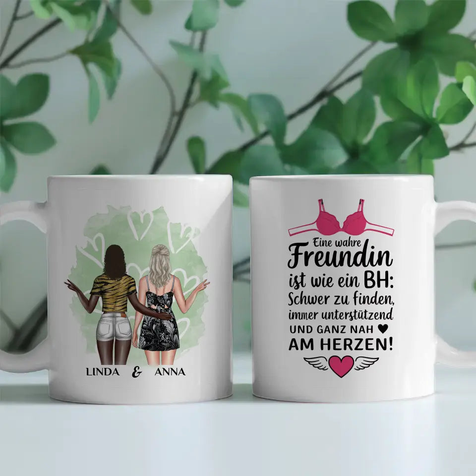 Tassen Geschenk für beste Freundin Wie ein BH mit Figuren personalisiert