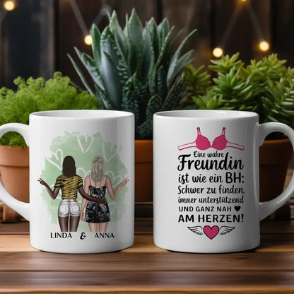 Tassen Geschenk für beste Freundin Wie ein BH mit Figuren personalisiert