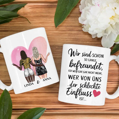 Tasse Beste Freundin personalisiert Schlechte Einfluss mit Figuren