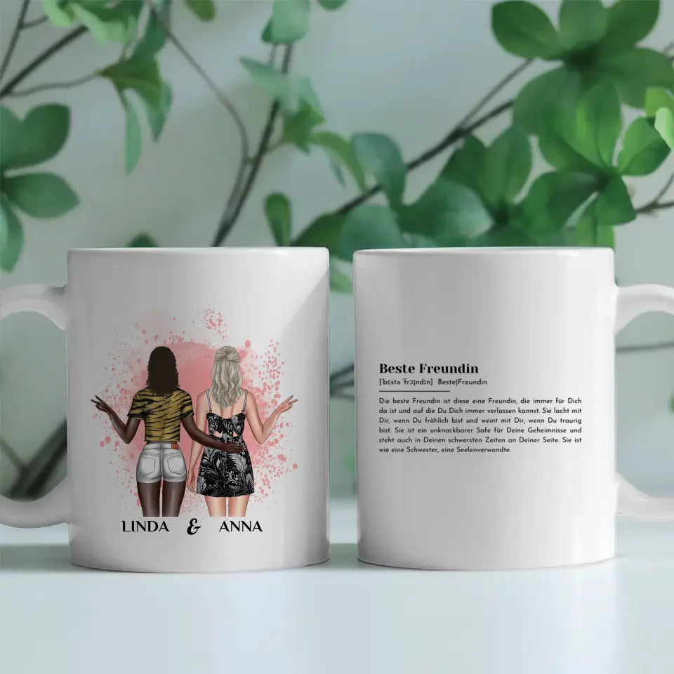 Personalisierte Tasse Definition Beste Freundin mit Figuren