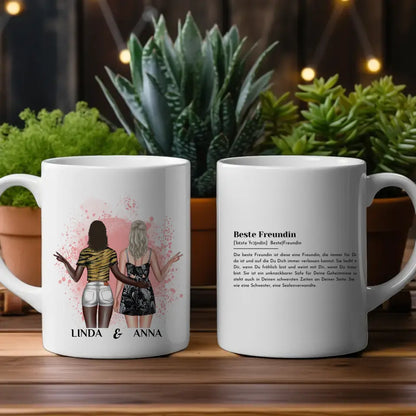 Personalisierte Tasse Definition Beste Freundin mit Figuren