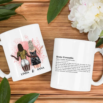 Personalisierte Tasse Definition Beste Freundin mit Figuren