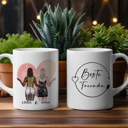 Tasse Beste Freundin Kranz mit Figuren personalisiert