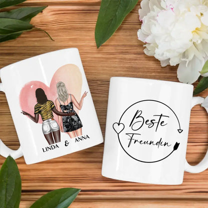 Tasse Beste Freundin Kranz mit Figuren personalisiert