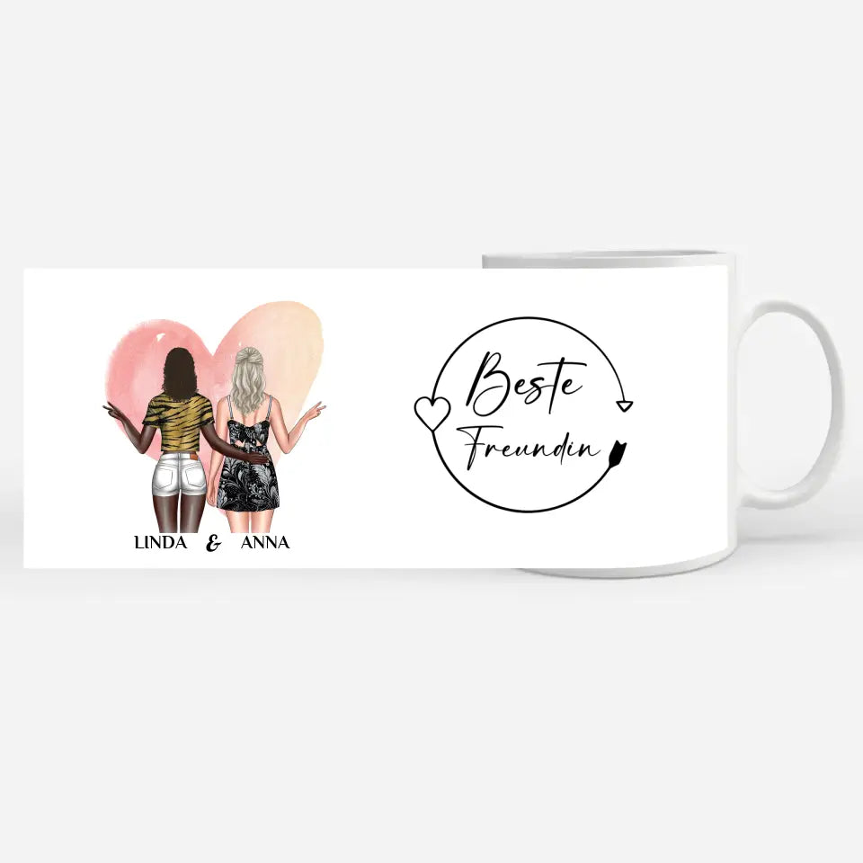 Tasse Beste Freundin Kranz mit Figuren personalisiert