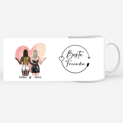 Tasse Beste Freundin Kranz mit Figuren personalisiert