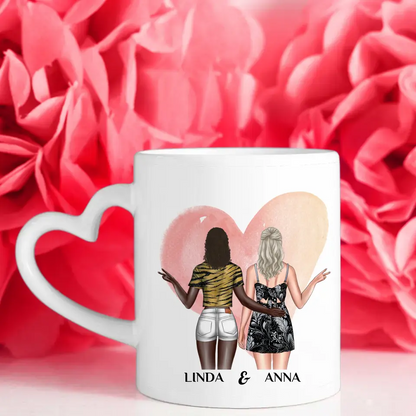 Tasse Beste Freundin Kranz mit Figuren personalisiert