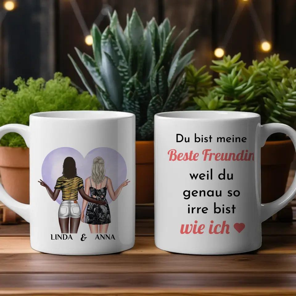 Tassen Geschenk für beste Freundin Irre mit Figuren personalisiert