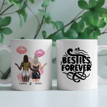 Tasse Beste Freundin personalisiert Besties Forvever mit Figuren