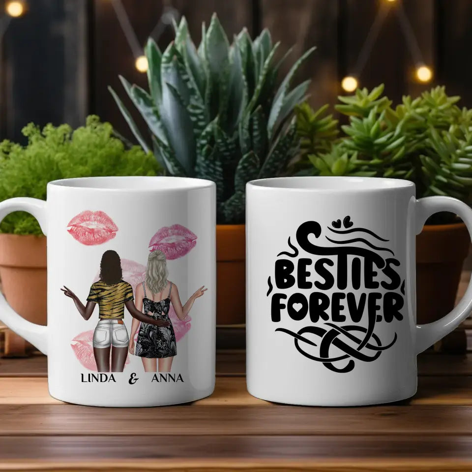 Tasse Beste Freundin personalisiert Besties Forvever mit Figuren