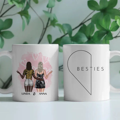 Personalisierte Tasse für Beste Freundin Linke Herz Seite Cliparts