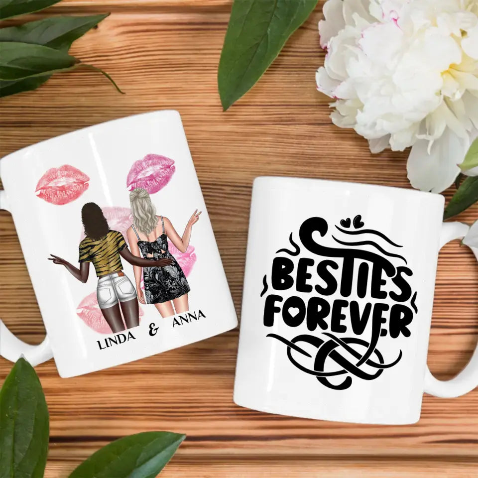 Tasse Beste Freundin personalisiert Besties Forvever mit Figuren