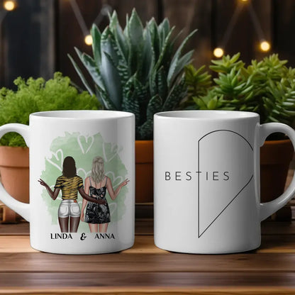 Personalisierte Tasse Rechte Herz Seite mit Figuren für Beste Freundin