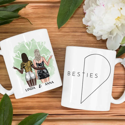 Personalisierte Tasse Rechte Herz Seite mit Figuren für Beste Freundin