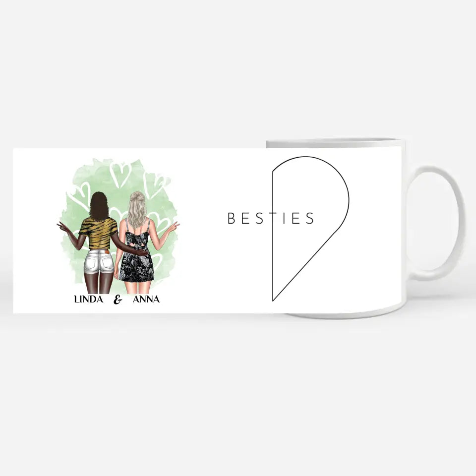 Personalisierte Tasse Rechte Herz Seite mit Figuren für Beste Freundin