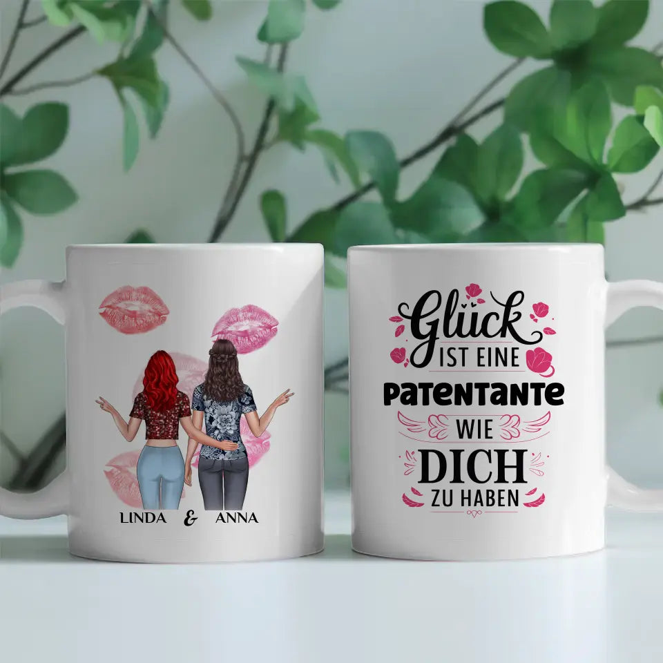 personalisierte tasse patentante gluck ist eine patentante wie du Tasse mit Clipart Figuren für Oma Tante Nichte Pantentante 1