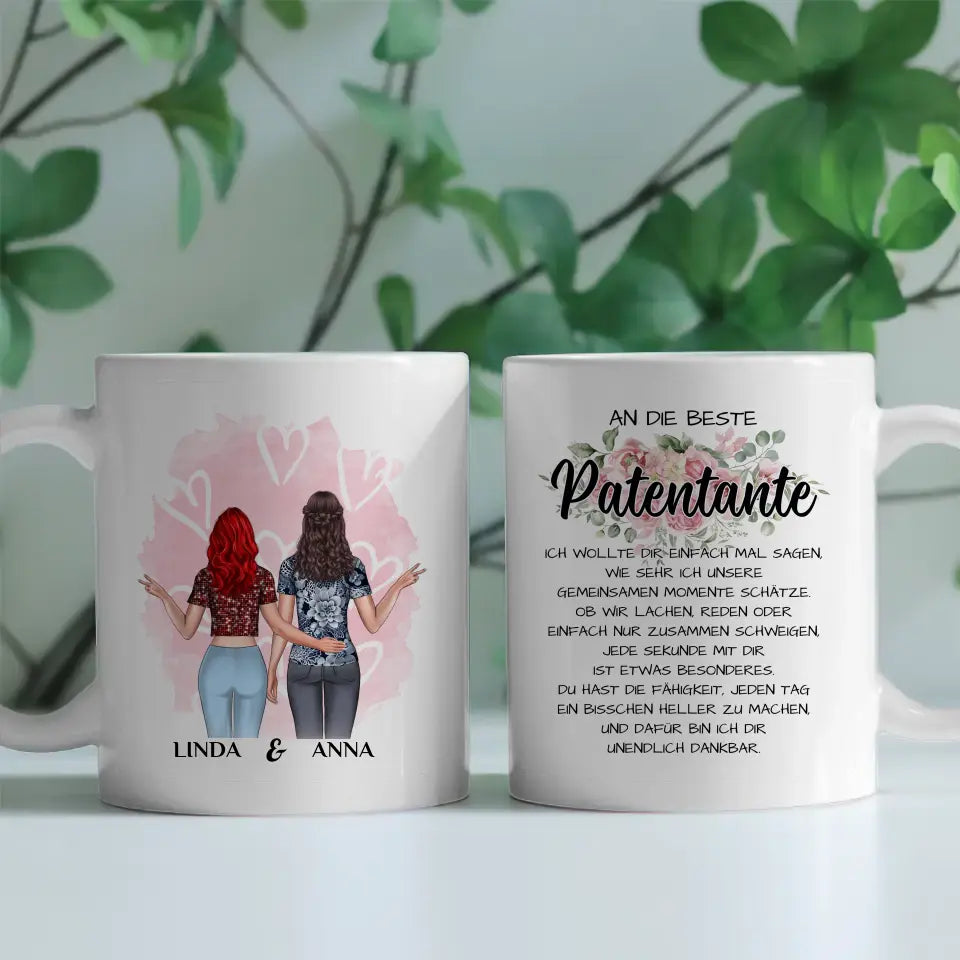 personalisierte tasse fur patentante unsere momente Tasse mit Clipart Figuren für Oma Tante Nichte Pantentante 1