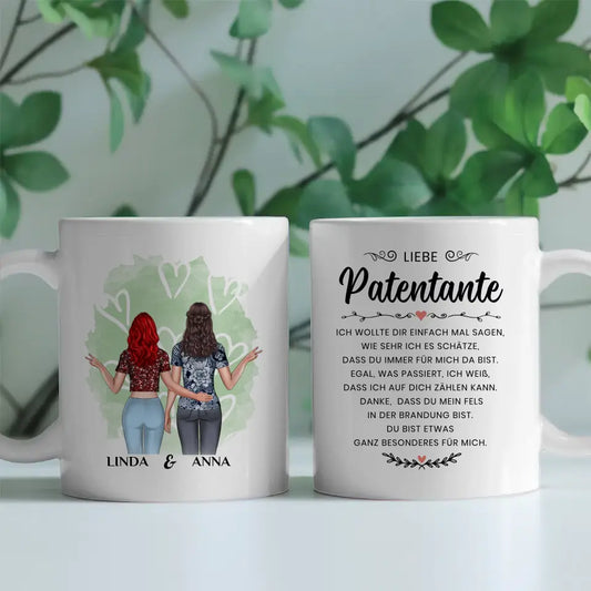 geschenk tasse fur patentante einfach mal danke personalisiert Tasse mit Clipart Figuren für Oma Tante Nichte Pantentante 1