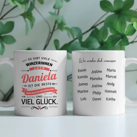 Tasse als Abschieds Geschenk für Winzerinnen Personalisiert