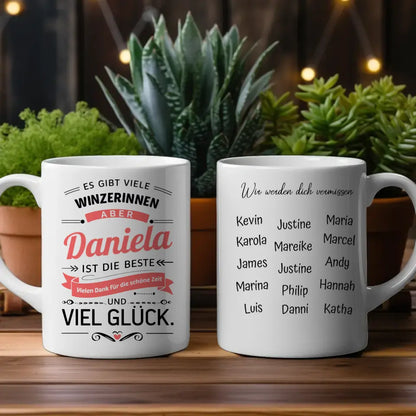 Tasse als Abschieds Geschenk für Winzerinnen Personalisiert