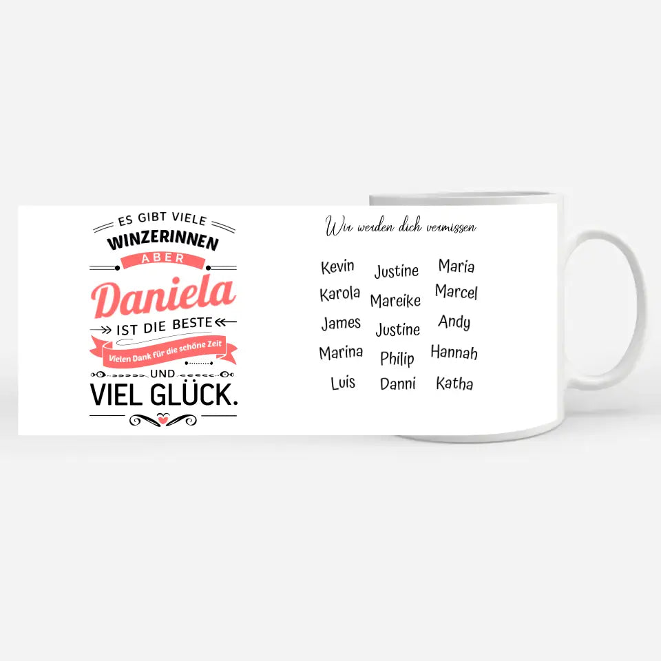 Tasse als Abschieds Geschenk für Winzerinnen Personalisiert