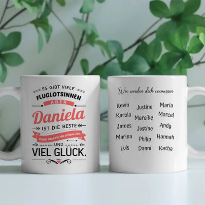 Tasse als Abschieds Geschenk für Fluglotsinnen Personalisiert