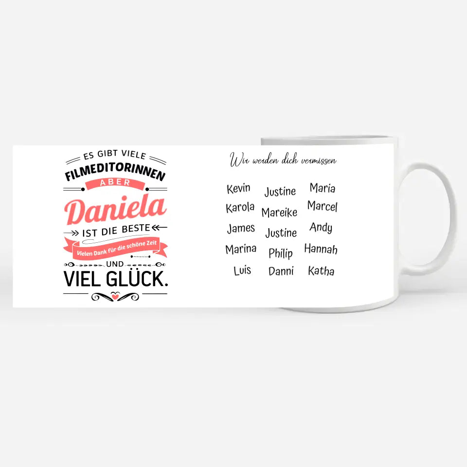 Personalisierte Tasse Geschenk mit Name für Filmeditorinnen