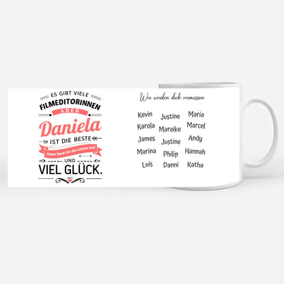 Personalisierte Tasse Geschenk mit Name für Filmeditorinnen