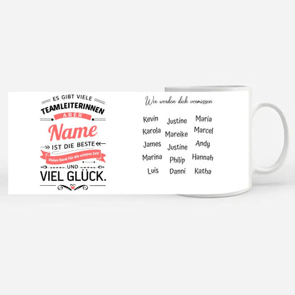 Abschied Geschenk Tasse mit Name für Teamleiterinnen Personalisiert