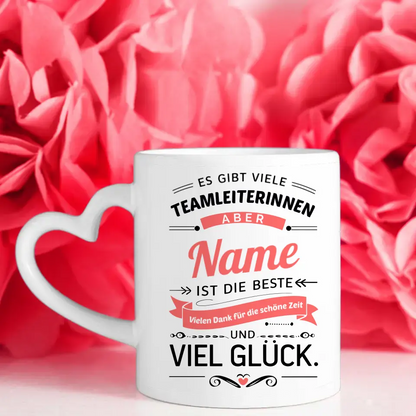 Abschied Geschenk Tasse mit Name für Teamleiterinnen Personalisiert