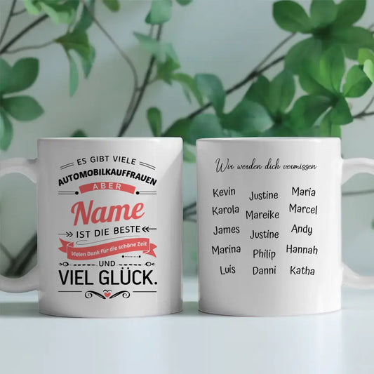 Tassen Geschenk mit Name für Automobilkauffrauen Personalisiert