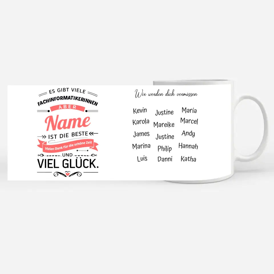Abschied Geschenk Tasse mit Name für Fachinformatikerinnen