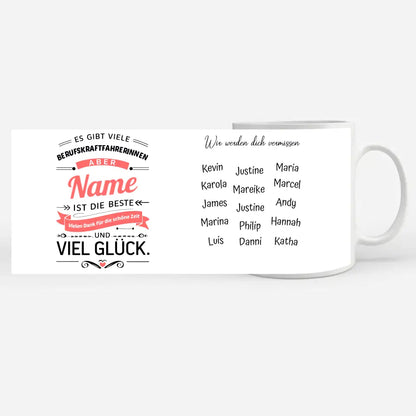 Tasse mit Beruf und Name für Rettungssanitäterinnen Personalisiert